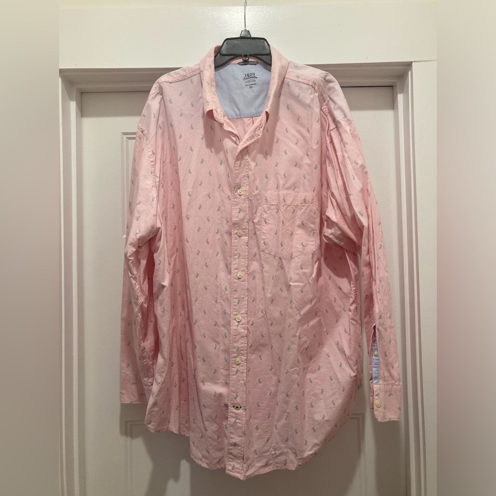 Izod Saltwater Relaxed Classics pelican long sleeve shirt 3XL